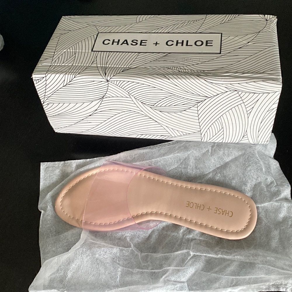 NIB Chase + Chloe Pink Transparent Slides 7.5 - Picture 4 of 5